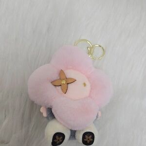 Plush Flower Key & Card Holder - Pink, Cream, Mint